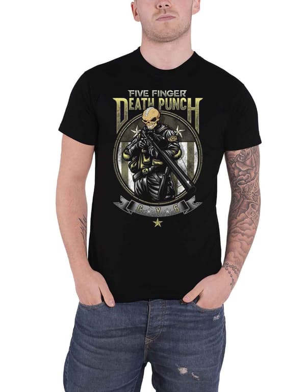 Five Finger Death Punch T Shirt Sniper band Logo Official Mens Black Black M