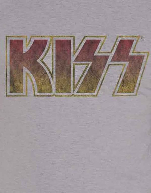 Kiss T Shirt Vintage Classic Band Logo distressed Official Mens Grey