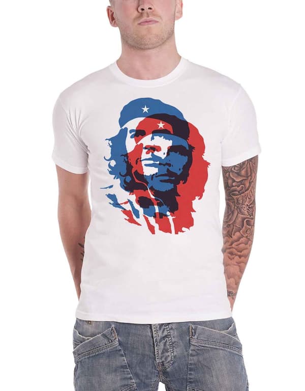 Che Guevara T Shirt Blue And Red Portrait Cuban Revolution Official Mens White