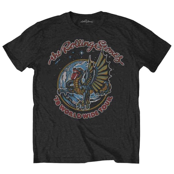 The Rolling Stones T Shirt Dragon Worldwide Tour 78 Logo Official Mens Black