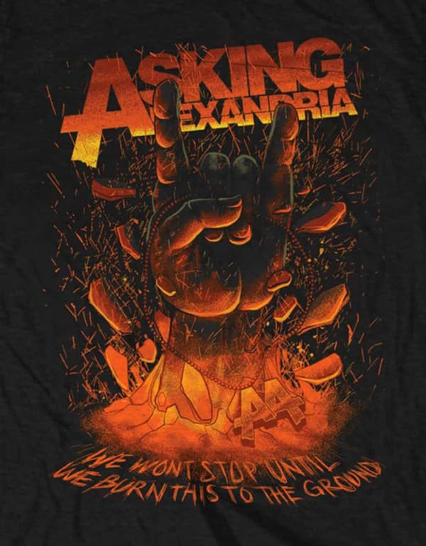 Asking Alexandria T Shirt Metal Hand Band Logo Official Mens Black