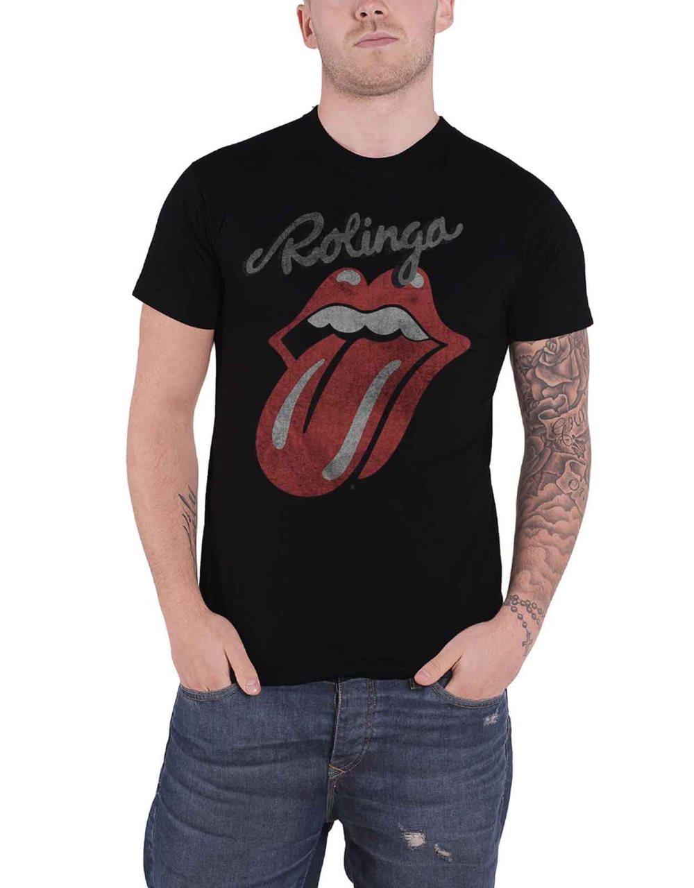 The Rolling Stones T Shirt Rolinga Band Logo Official Mens Black