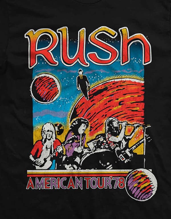 Rush T Shirt American Tour 1978 Band Logo 2112 Official Mens Black