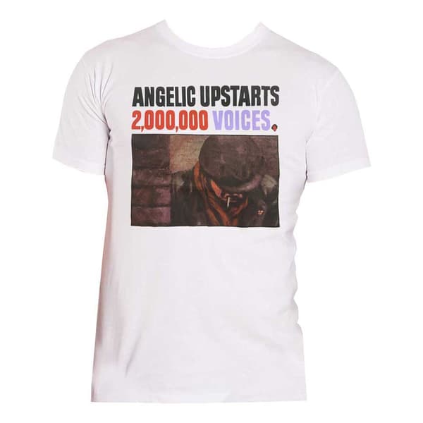 Angelic Upstarts T Shirt 2 000 000 Voices Band Logo Official Mens White