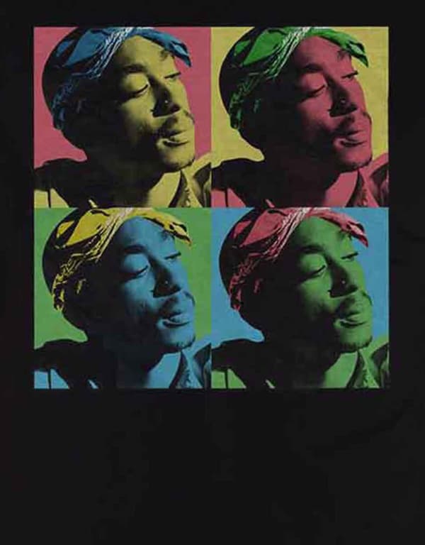 Tupac T Shirt Pop Art portrait 2pac logo Official Unisex Black