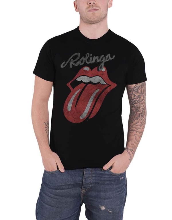 The Rolling Stones T Shirt Rolinga Band Logo Official Mens Black Black XL
