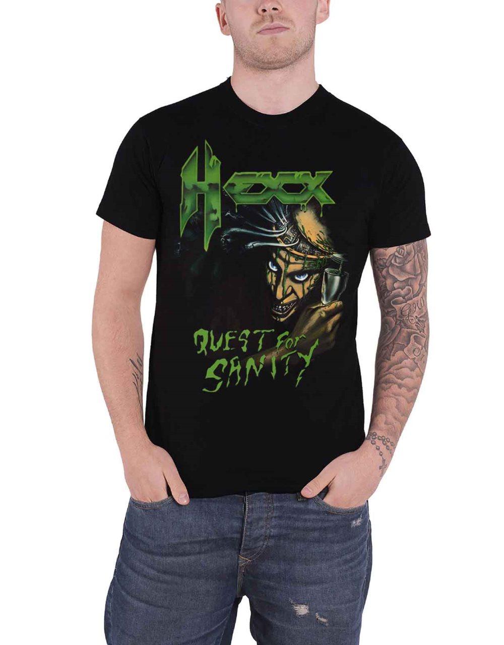 Hexx T Shirt Quest For Sanity Band Logo Official Mens Black