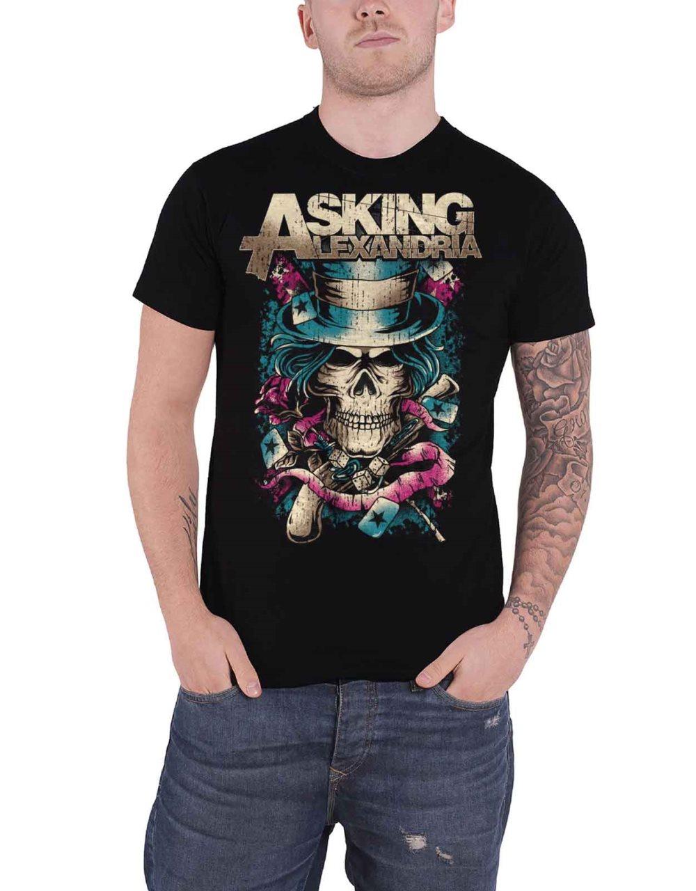 Asking Alexandria T Shirt Hat Skull Band Logo Official Mens Black