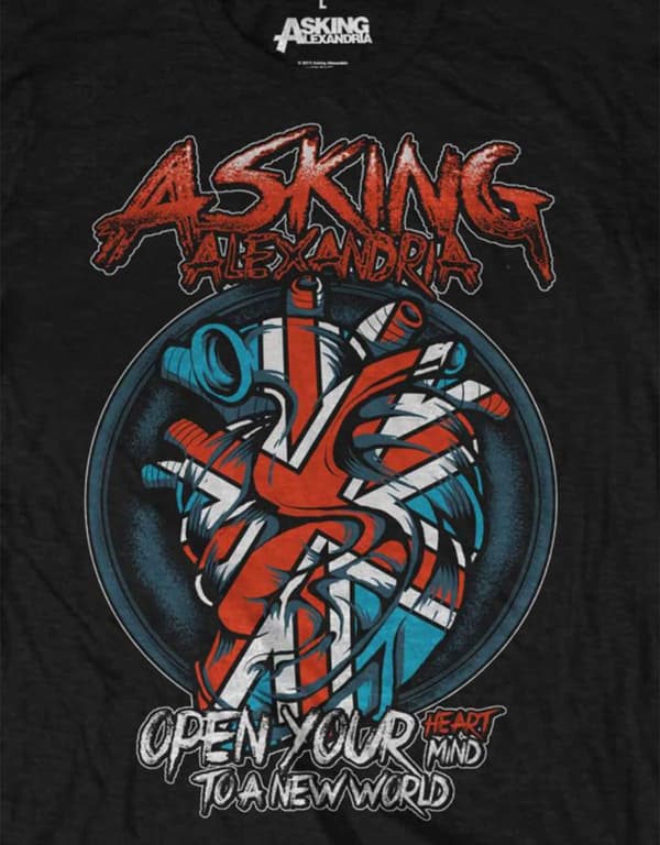 Asking Alexandria T Shirt Heart Attack Band Logo Official Mens Black