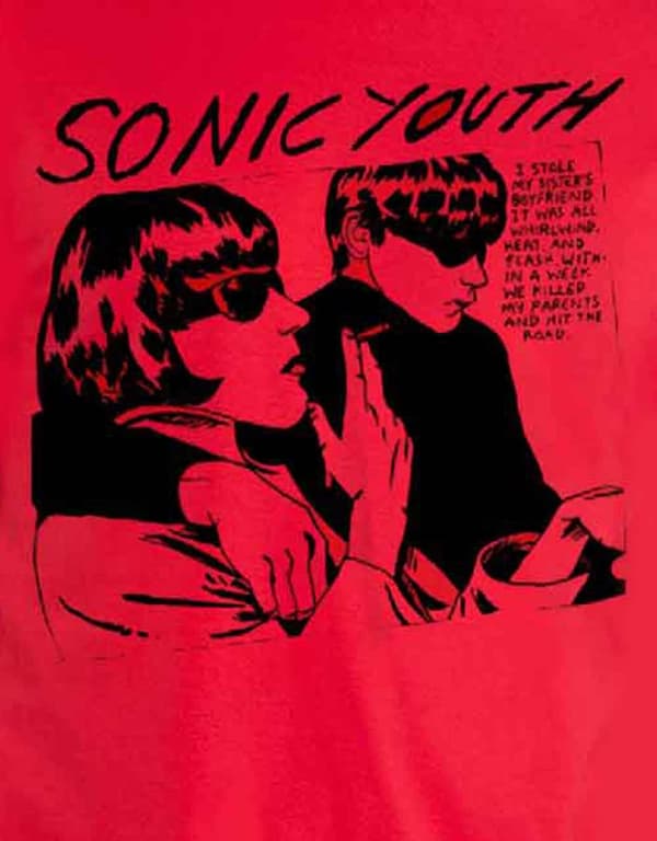 Sonic Youth T Shirt Goo Album Cover Band Logo Official Mens Red