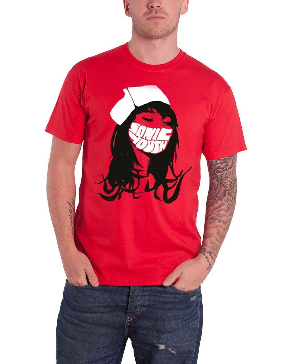 Sonic Youth T Shirt Sonic Nurse Band Logo Official Mens Red
