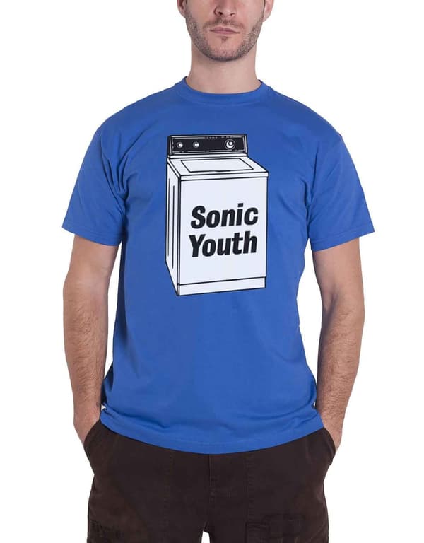 Sonic Youth T Shirt Washing Machine Album Band Logo Official Mens Blue