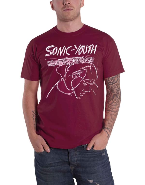 Sonic Youth T Shirt Confusion Is Sex Album Band Logo Official Mens Red