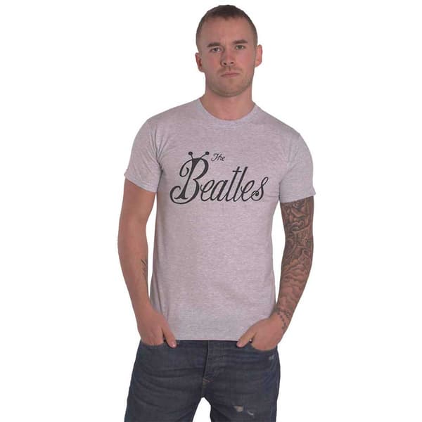 The Beatles T Shirt Bug Band Logo Official Unsex Grey