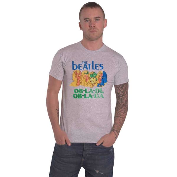 The Beatles T Shirt Ob-La-Di Official Unsex Grey