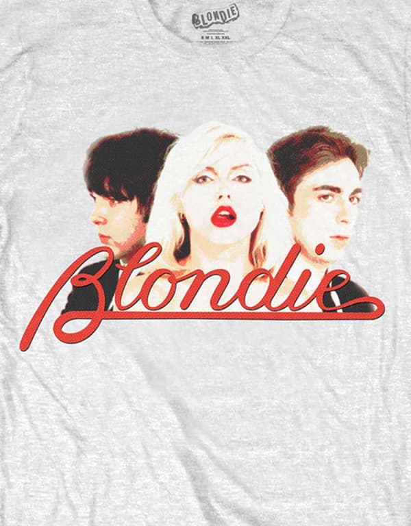 Blondie T Shirt Band Logo Parallel Lines Halftone portraits Official Mens White