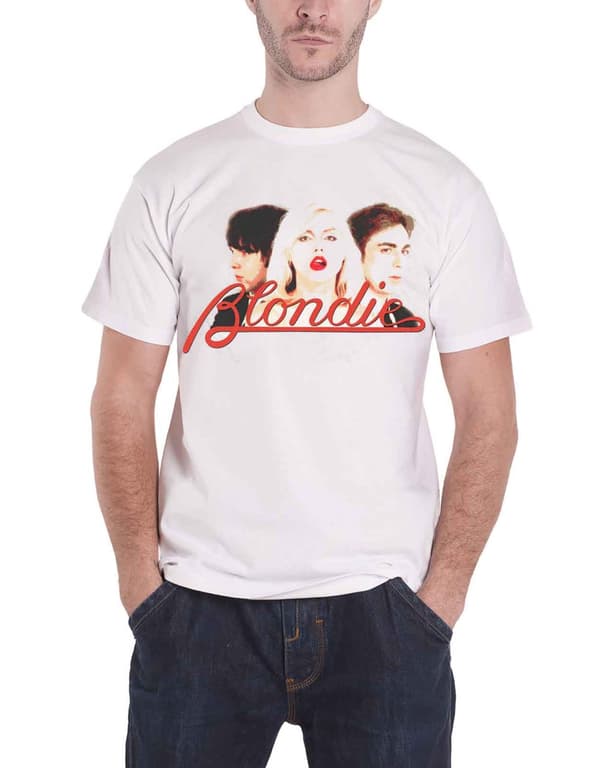 Blondie T Shirt Band Logo Parallel Lines Halftone portraits Official Mens White White L