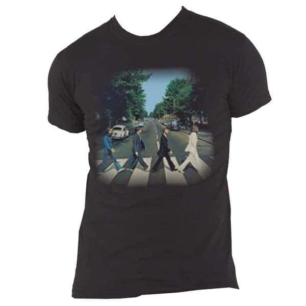 The Beatles T Shirt Abbey Road Crossing Iconic Band Logo Official Mens Black