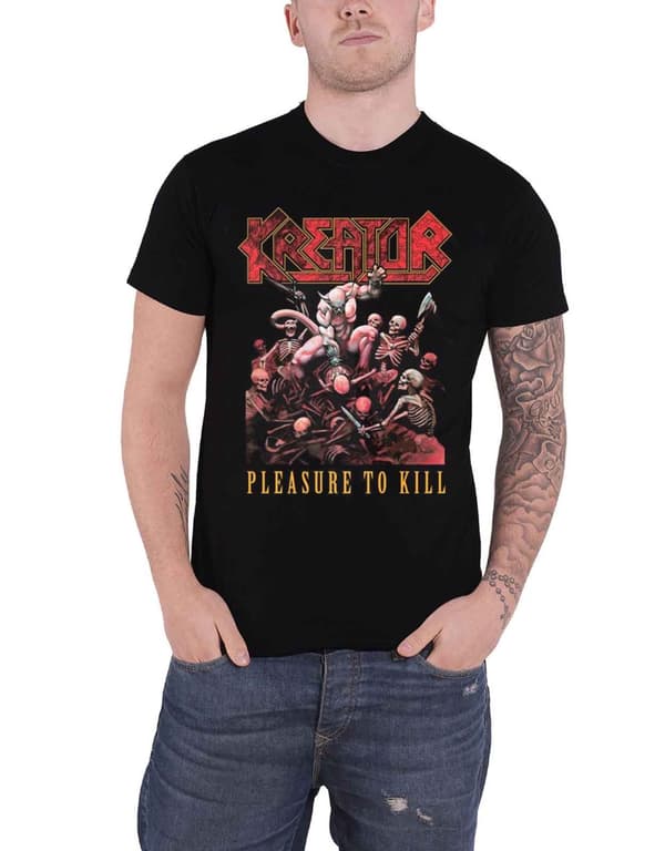 Kreator T Shirt Pleasure To Kill Band Logo Official Mens Black