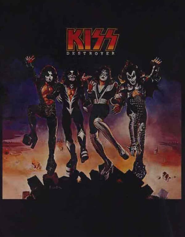 KISS T Shirt Destroyer Album Cover Band Logo Official Mens Black