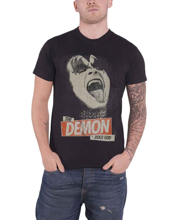 KISS T Shirt The Demon Rock God Gene Simmons Official Mens Black