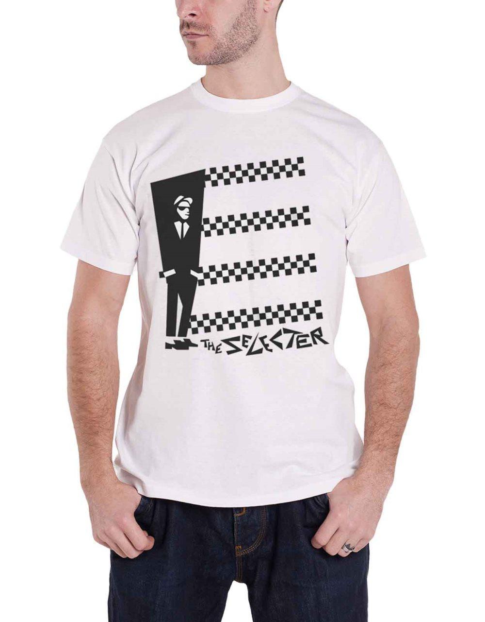 The Selecter T Shirt Band Logo Two Tone Stripes Official Mens White
