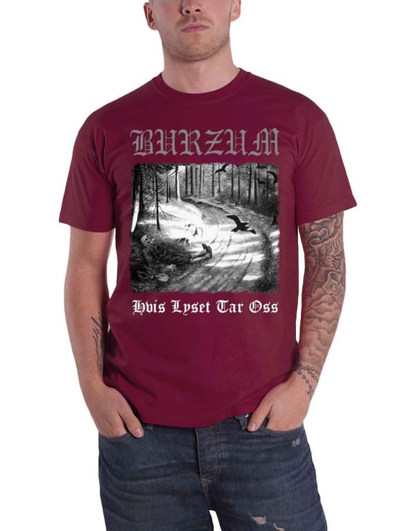 Burzum T Shirt Hvis Lyset Tar Oss Band Logo Official Mens Maroon Red XL
