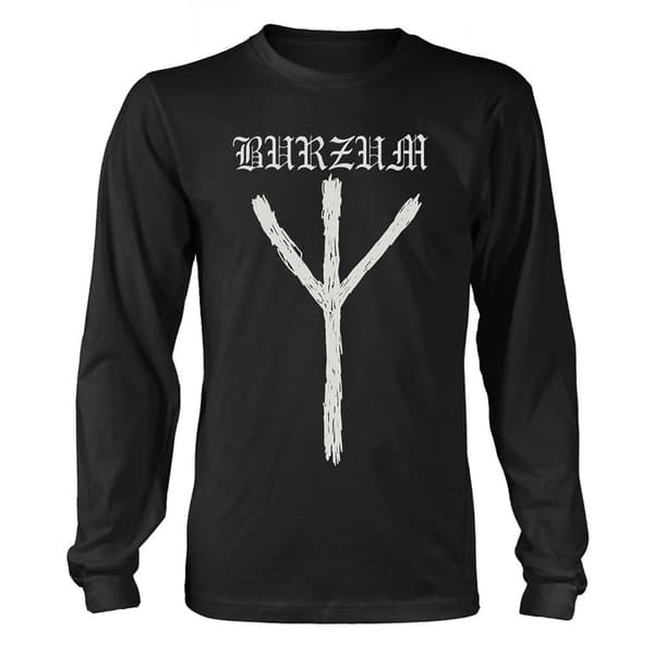 Burzum Rune Band Logo Long Sleeve T Shirt Black XXL