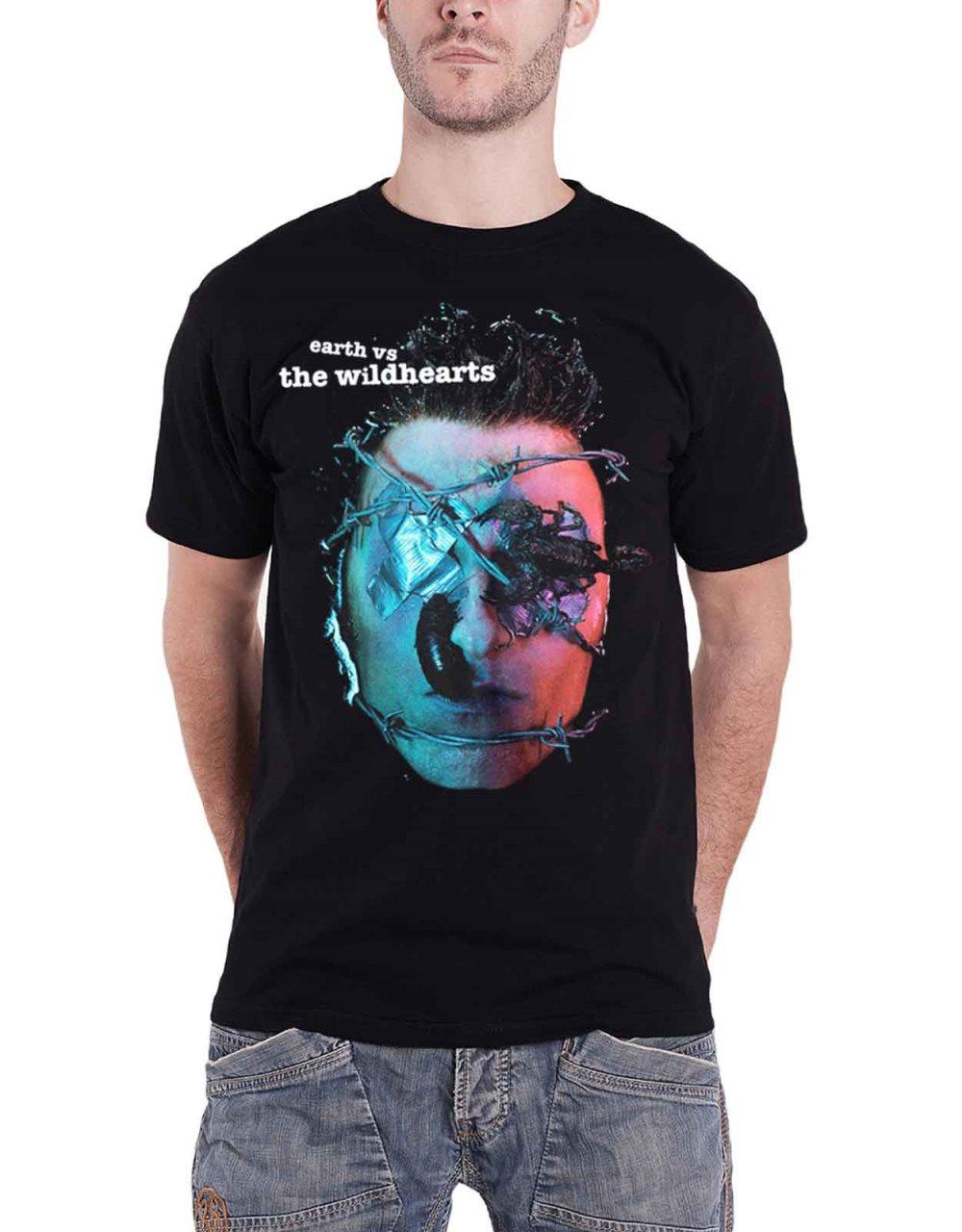 The Wildhearts T Shirt Earth Vs The Wildhearts Band Logo Official Mens Black