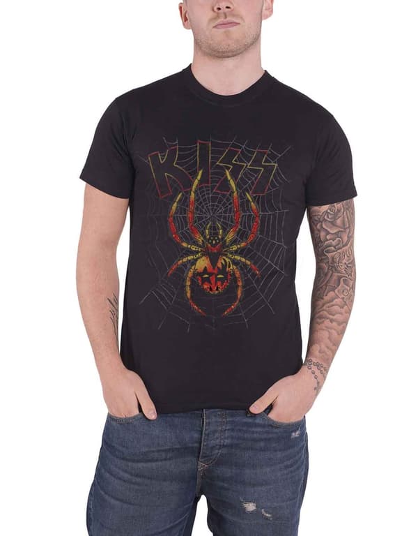 KISS T Shirt Spider Web Band Logo Official Mens Black