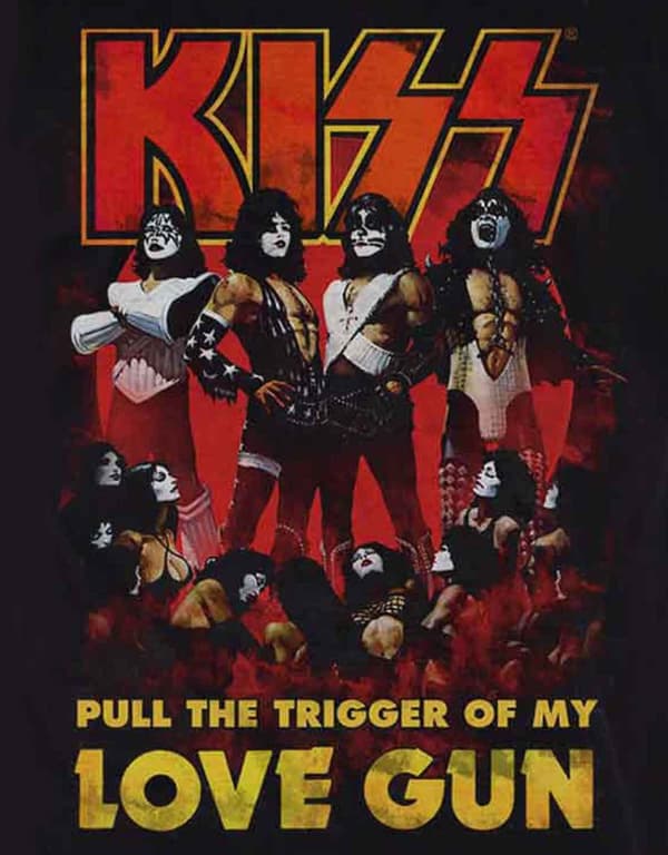 KISS T Shirt Love Gun Glow Band Logo Official Mens Black