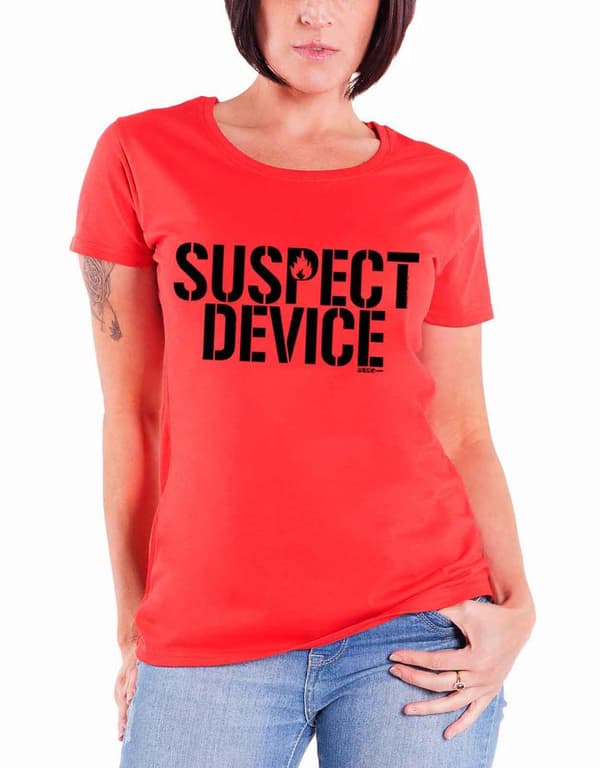 Stiff Little Fingers T Shirt Suspect Device Official Womens Skinny Fit Red Red 12