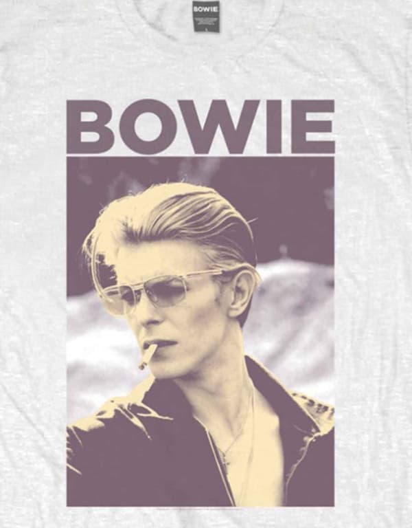 David Bowie T Shirt Vintage Retro Smoking Pose Logo Official Mens White