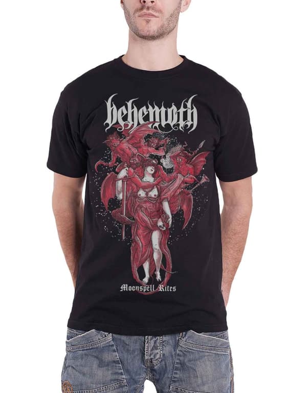 Behemoth T Shirt Moonspell Rites Band Logo Official Mens Black Black L