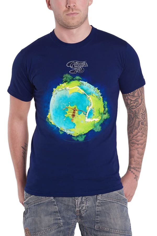 Yes T Shirt Fragile Album cover Prog Rock Official Mens Navy Blue