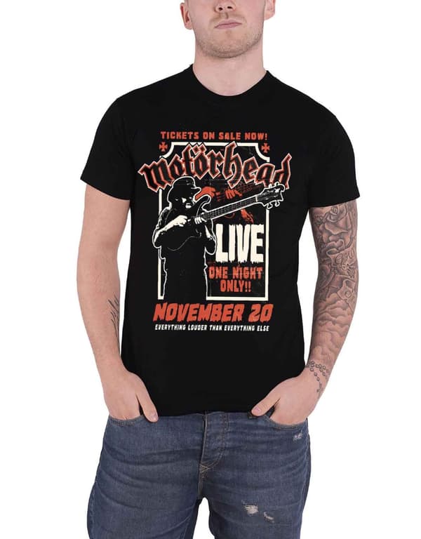 Motorhead T Shirt Lemmy Firepower Flyer band Logo Official Mens Black Black M