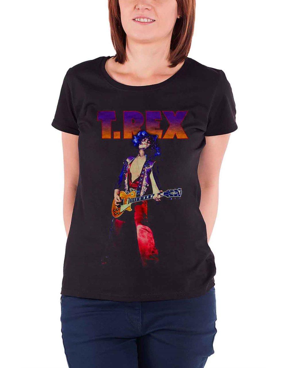 T-rex T Shirt Marc Bolan Rockin T.rex Official Womens Skinny Fit Black