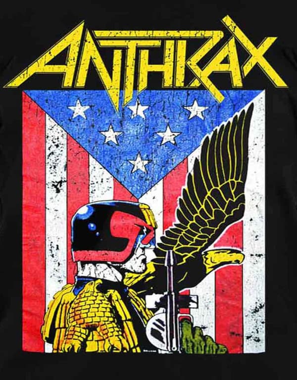 Anthrax T Shirt Dredd Eagle Band Logo Official Mens Black