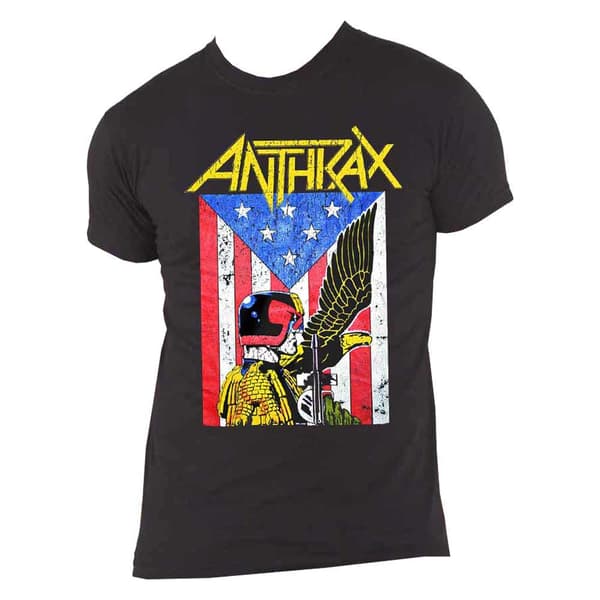Anthrax T Shirt Dredd Eagle Band Logo Official Mens Black