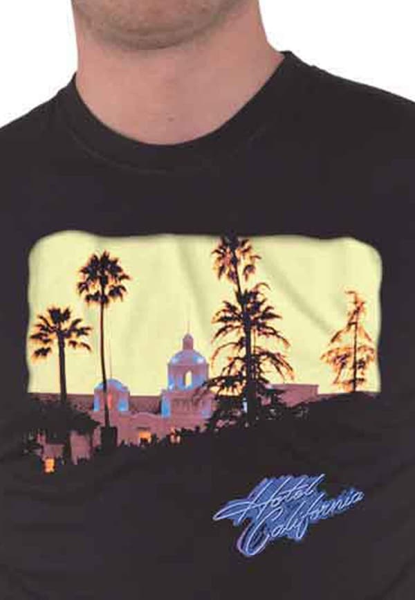 Eagles T Shirt Hotel California Album Cover Band Logo Official Mens Black
