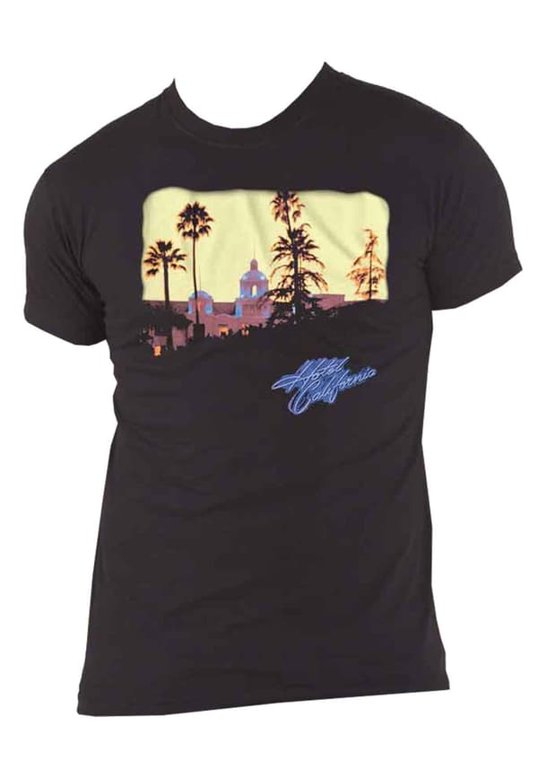 Eagles T Shirt Hotel California Album Cover Band Logo Official Mens Black