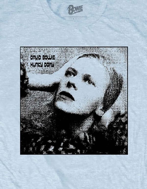 David Bowie T Shirt Hunky Dory Mono Album Cover Official Mens Light Blue
