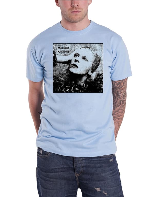 David Bowie T Shirt Hunky Dory Mono Album Cover Official Mens Light Blue Light Blue L