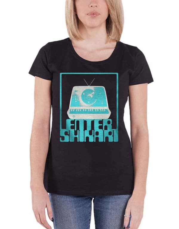Enter Shikari T Shirt Synth Square Band Logo Official Womens Skinny Fit Black Black XL