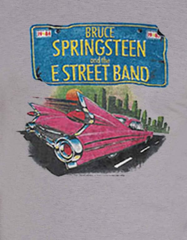 Bruce Springsteen T Shirt Pink Cadillac US Tour Official Mens Heather Grey