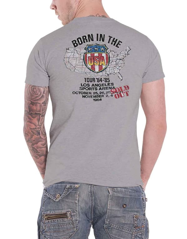 Bruce Springsteen T Shirt Pink Cadillac US Tour Official Mens Heather Grey
