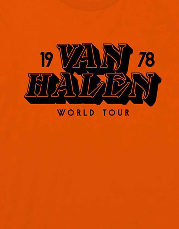 Van Halen T Shirt World Tour 1978 Band Logo Official Mens Orange
