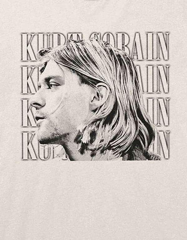 Kurt Cobain T Shirt Contrast Portrait Profile Logo Nirvana Official natural