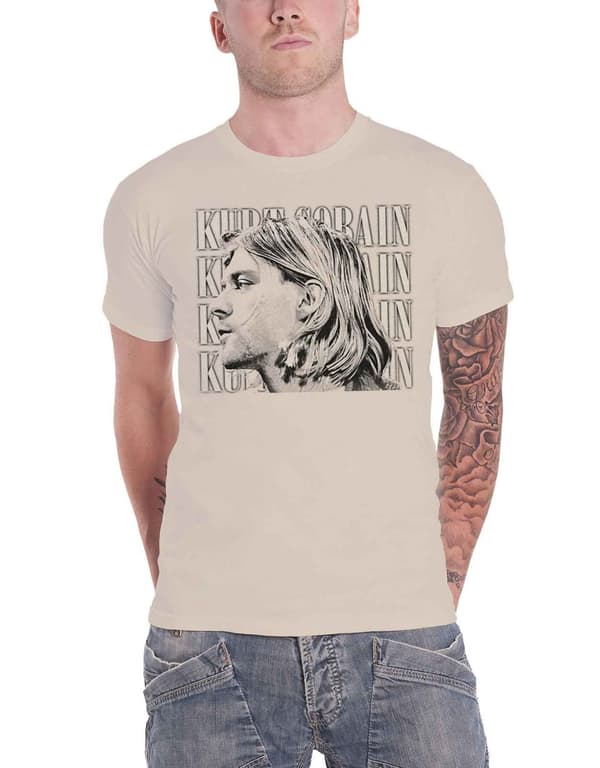 Kurt Cobain T Shirt Contrast Portrait Profile Logo Nirvana Official natural