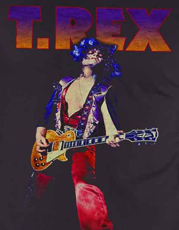 T Rex T Shirt Marc Bolan Rockin T. Rex logo Official Mens Black